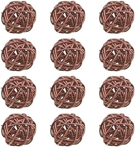 HAHIYO 50mm Wicker Rattan Balls 12PCS Brown Decor