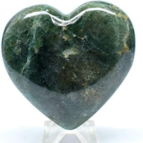 61mm Rich Green Diopside Puffy Heart with Display Stand