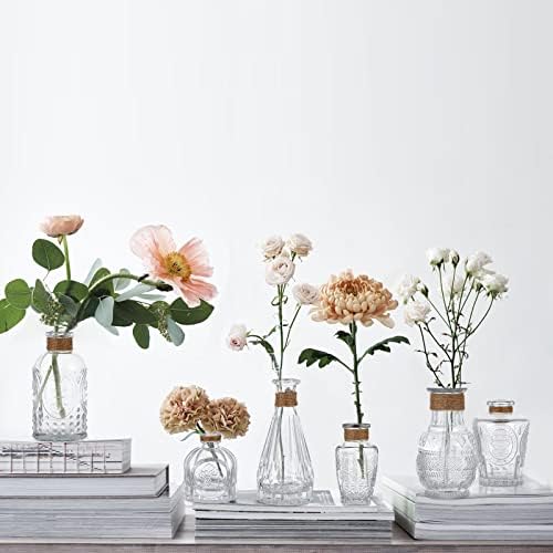 MDLUU Clear Glass Bud Vases with Rope Netting Set of 10