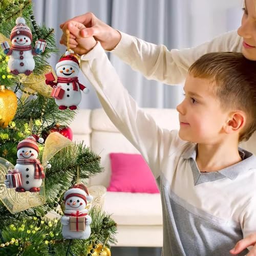 2024 Christmas Tree Hanging Decorations Snowman Cartoon Car Decor