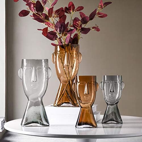 Floral Vase Glass Decorative Large Head Planter Urn