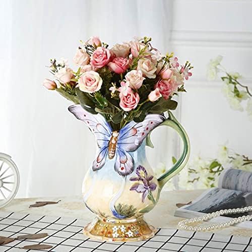 Large Ceramic Water Pitcher Flower Vase 9 Inches