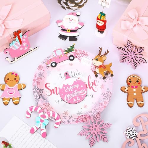 Whaline 27Pcs Christmas Wooden Hanging Ornaments with Hemp Rope