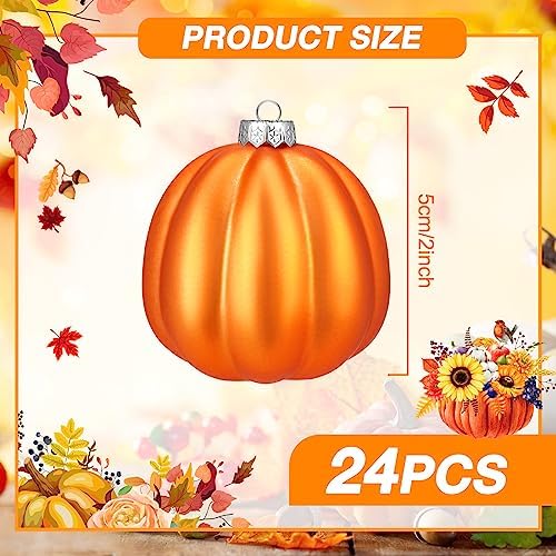 Tigeen 24 Pcs Fall Pumpkin Hanging Ornaments