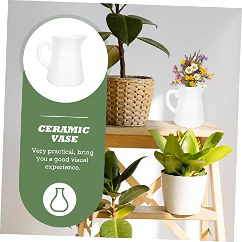 Flower Decor Kettle Shaped Ceramic Vase for Home Office