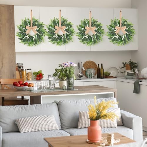 6PCS 9 Inch Mini Eucalyptus Wreaths for Cabinets
