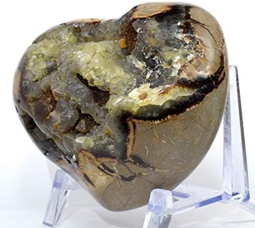 Large 3lb Septarian Dragon Stone Puffy Heart with Display Stand