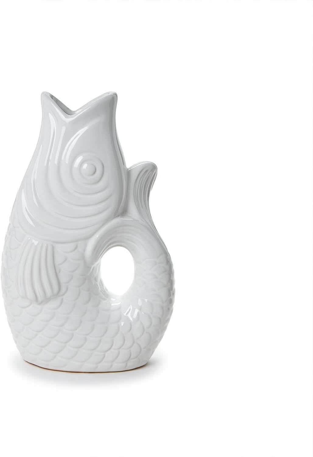 Twos Company Large Fish Vase 12 Inch Ceramic White