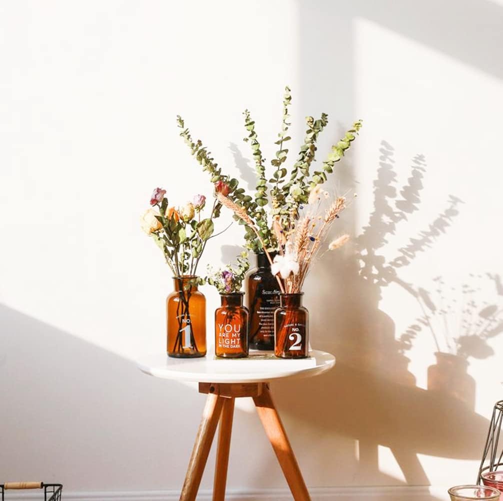 Amber Glass Vase Set for Home Table Decor