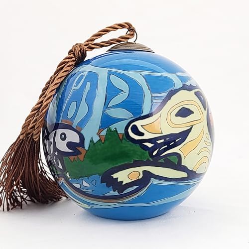 Inside Painted Glass Ornament - Wolf Fish 90mm