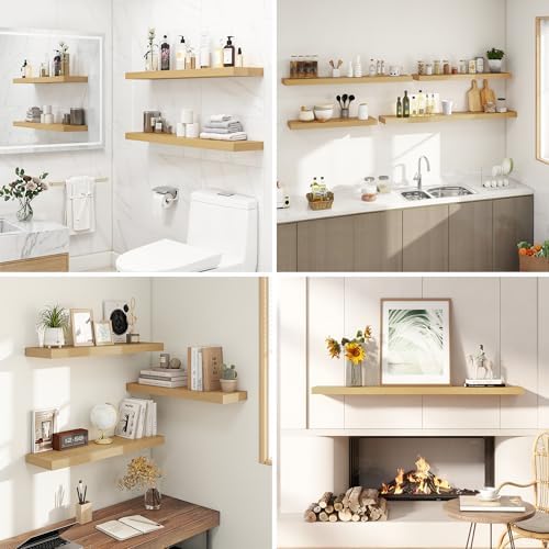 Dreamland 36 Inch Floating Shelves Set of 2 Oak