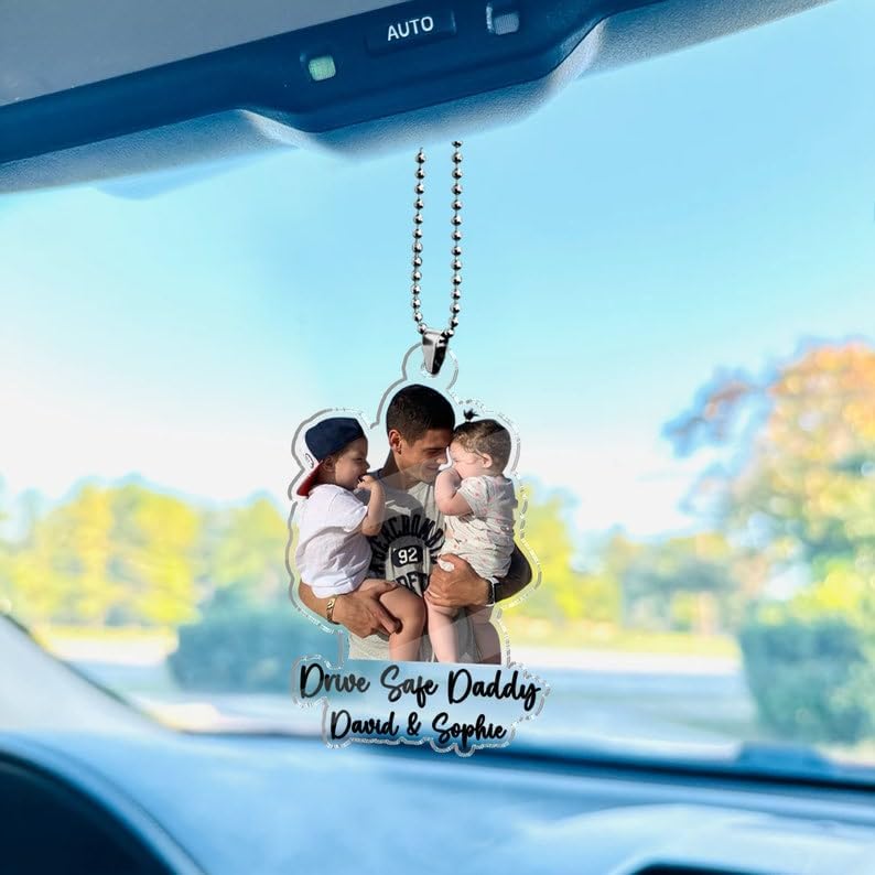 Custom Photo Hanging Car Ornament for Dad