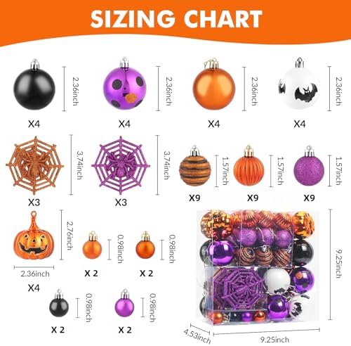 Fruasio Halloween Ornaments 61PCS Shatterproof Set