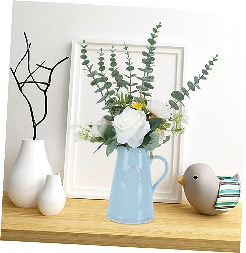 1 Pc Chic Blue Ceramic Flower Vase Elegant Home Decor
