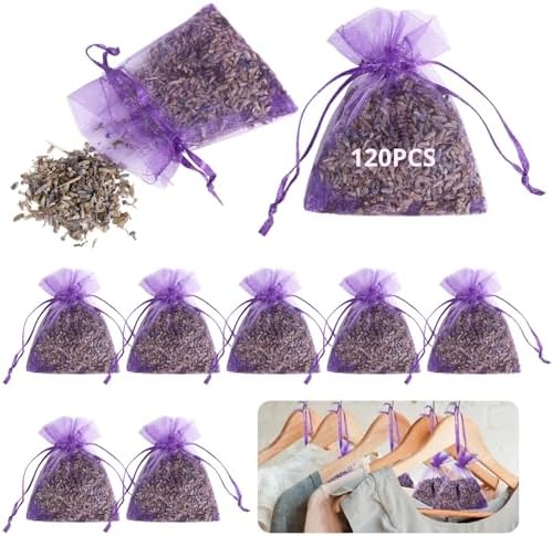 120 Pack Dried Lavender Sachets for Home Car
