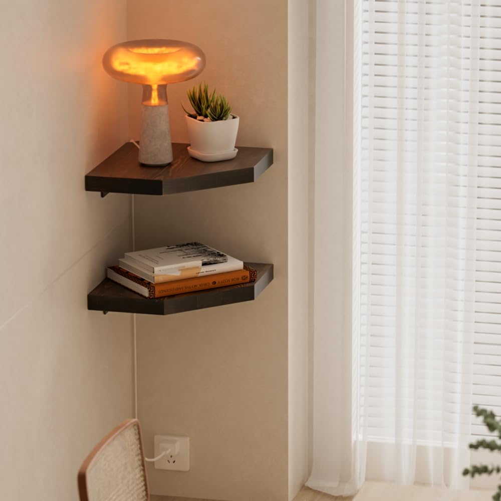Habudda Corner Shelf Dark Walnut 100 Pine Wood
