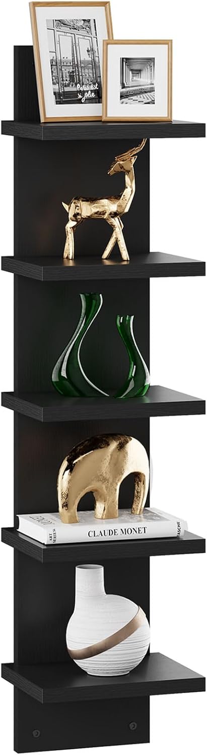 IBUYKE 5 Tier Wall Shelving Unit Black Vertical Storage Shelf