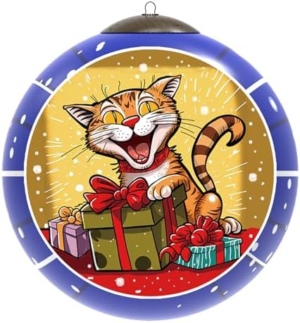 Handmade Painted Glass Kitten Ornament with Gift Box
