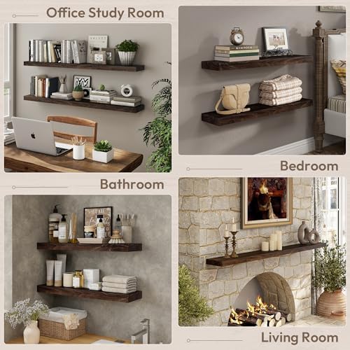 Marsmiles 30 Inch Floating Shelves with Hidden Brackets 2 Pack