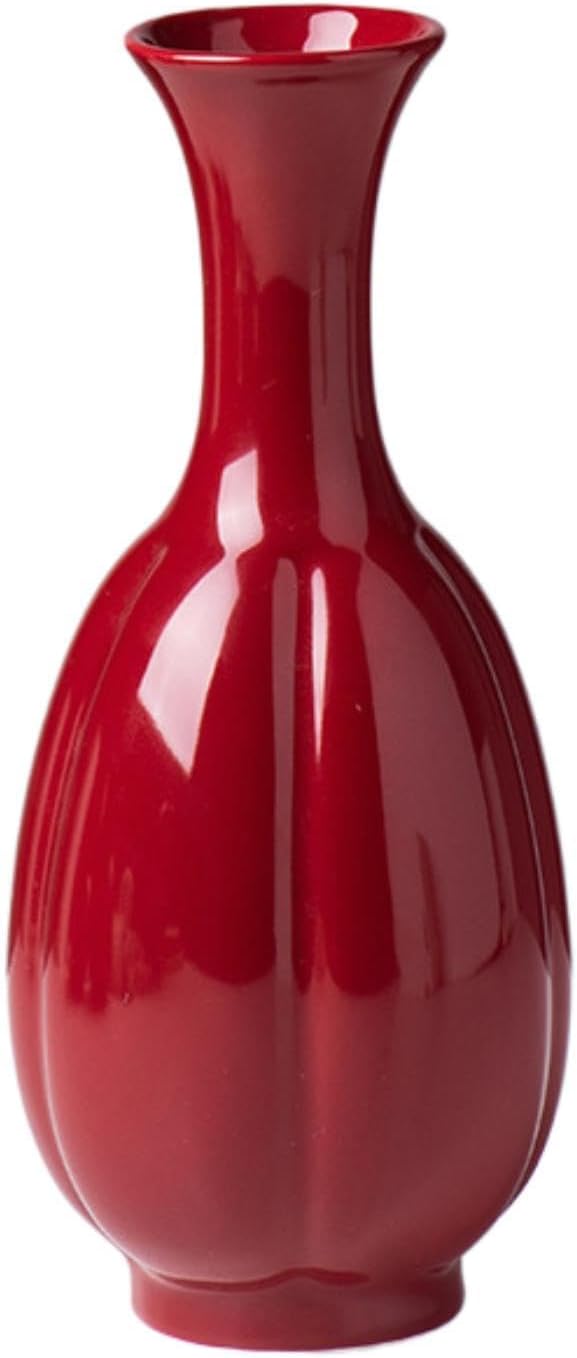 Red Ceramic Vase Farmhouse Pitcher Decorative Vase