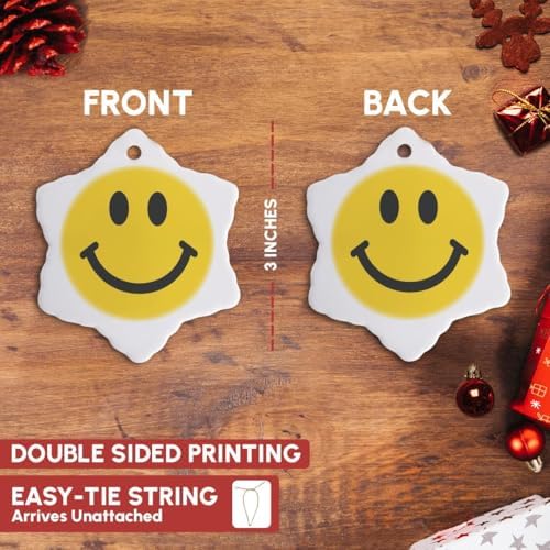3dRose Yellow Smiling Face Porcelain Ornament