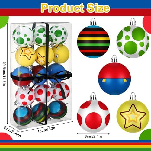 15 Pcs Glittering Christmas Balls Ornament Set