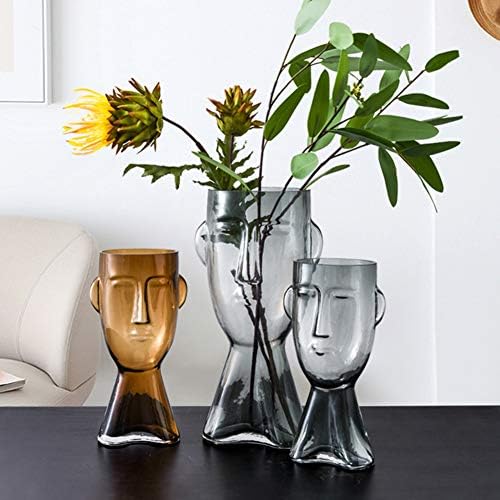 Floral Vase Glass Decorative Large Head Planter Urn