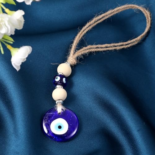 Evil Eye Car Hanging Ornament with Blue Beads