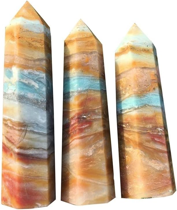 PEKMAR Natural Polished Amazonite Obelisk Crystal for Home Decor