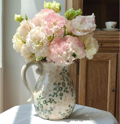 Rustic Ceramic Vase with Crackle Glaze Farmhouse Decor 1