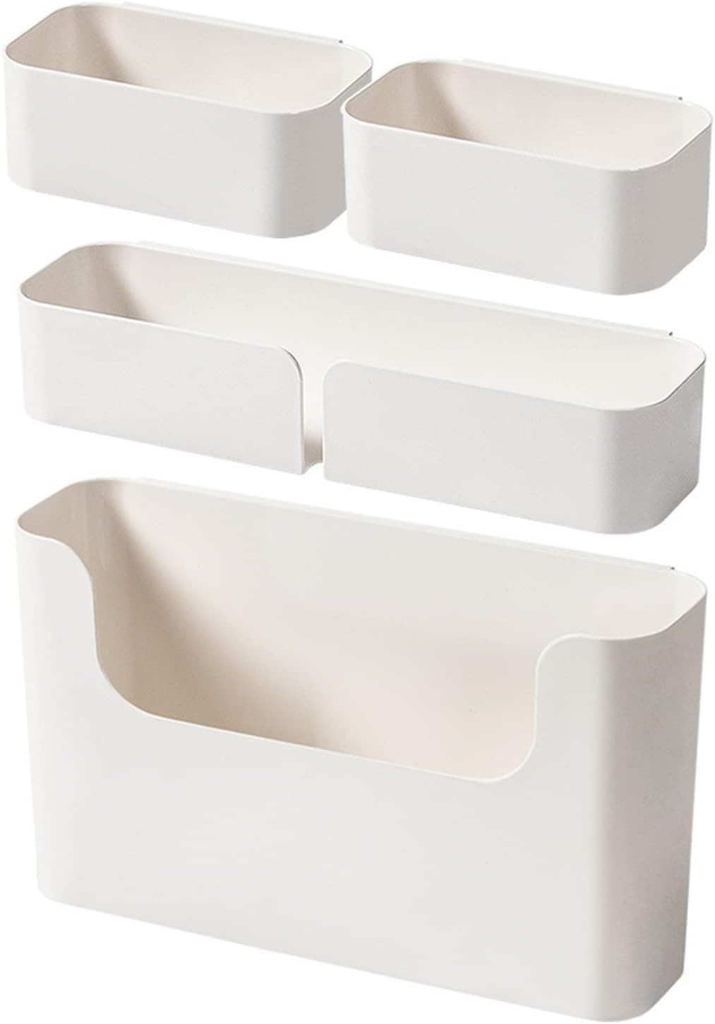 4 Pack White Floating Wall Shelf Organizer Set