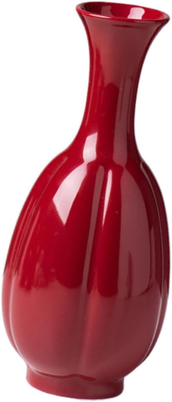 Red Ceramic Vase Farmhouse Pitcher Decorative Vase