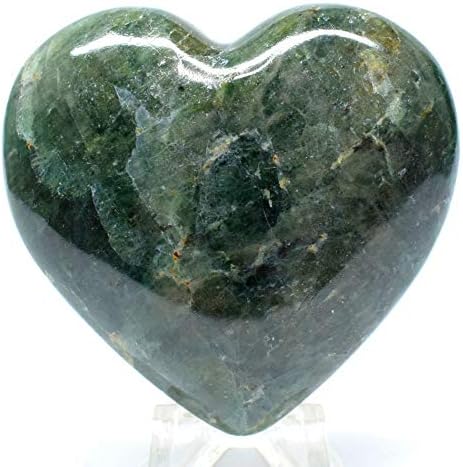 61mm Rich Green Diopside Puffy Heart with Display Stand