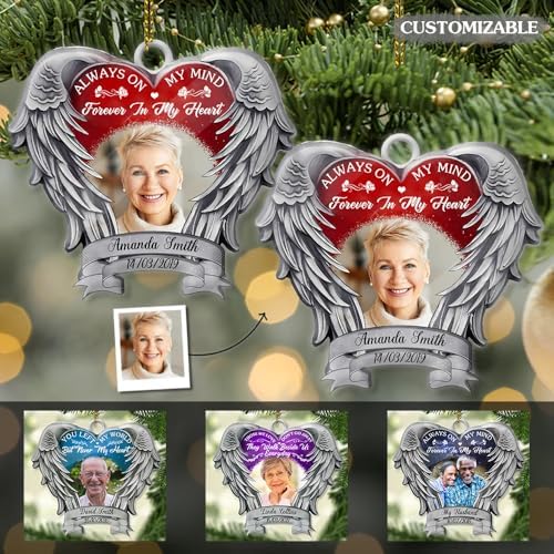 Angel Heart Wings Memorial Always On My Mind Personalized Ornament