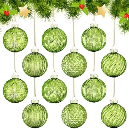 Jenaai 12 Pcs 236 Inch Glass Christmas Ball Ornaments