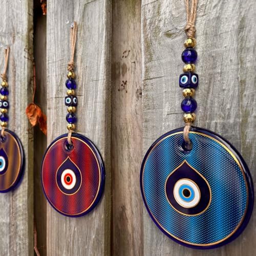 Gold Dotted Blue Evil Eye Suncather Hanging Decor