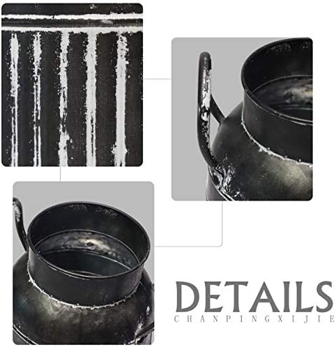 Farmhouse Galvanized Bucket Vase - Black