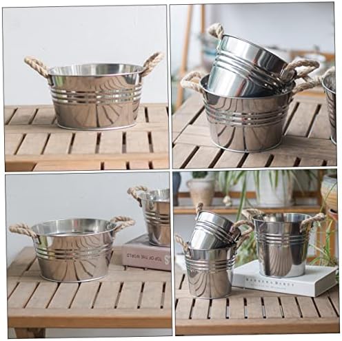 BESPORTBLE Rustic Bucket Vase with Hemp Rope Handle