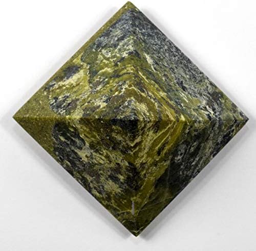 HC Set Green Serpentine Pyramid with Pyrite Clear Quartz Cabochon