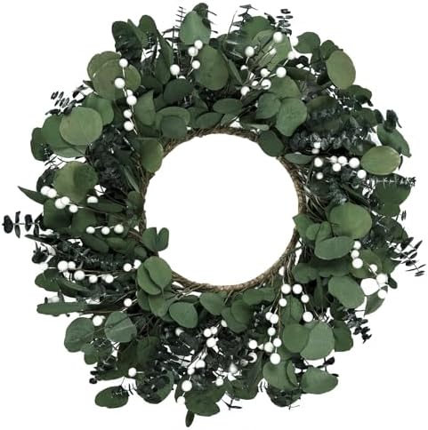 24 Inch Preserved Eucalyptus Wreath Green Decor