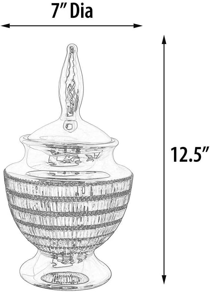Gold Purple Jeweled Finial Urn Vase with Removable Lid
