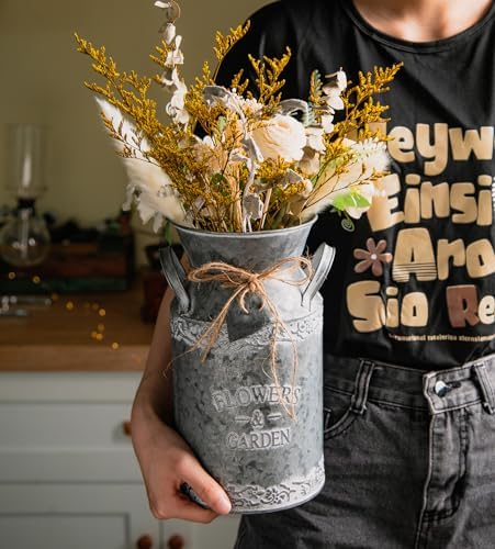 TIMRIS Vintage Galvanized Metal Milk Can Vase