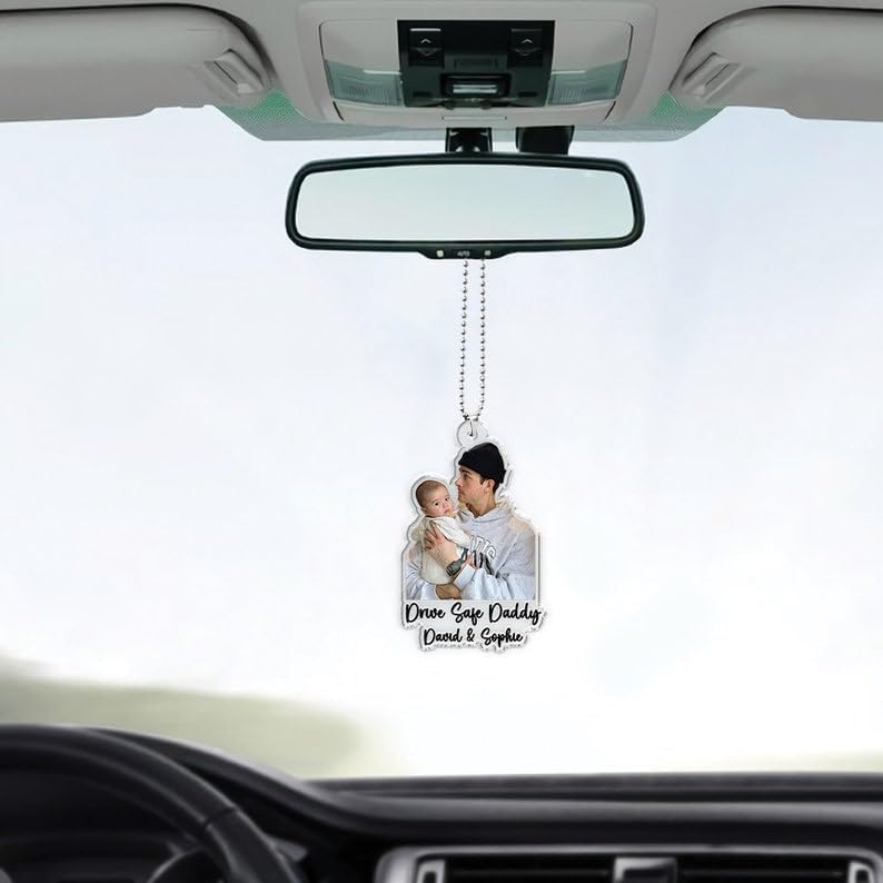 Custom Photo Hanging Car Ornament for Dad