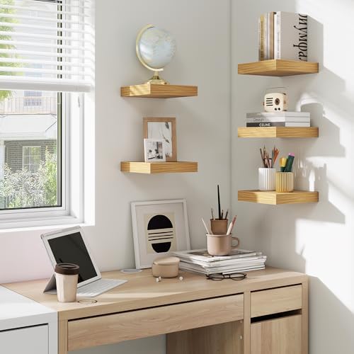 Fuqing Floating Shelves Wall Mounted Oak 65 Inch Set of 3