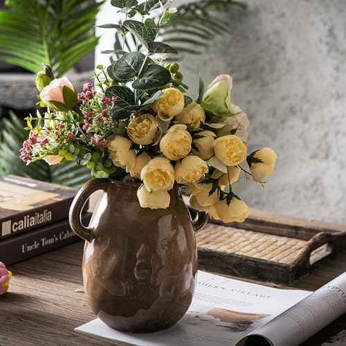 Kimdio Brown Ceramic Vase with Handles