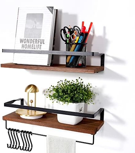 Uten Floating Shelves 8 Hooks Towel Holder