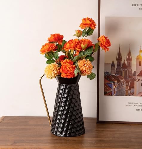 Elegant Black Metal Pitcher Vase for Home Dcor