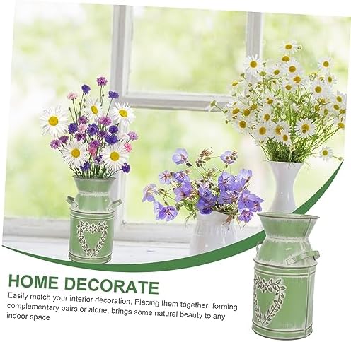 Rustic Metal Flower Pot with Handles for Home Decor