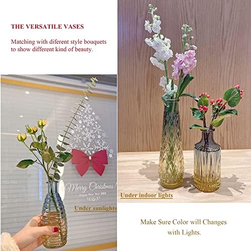 Baroque Bud Glass Vases Set of 4 - Blue Gradient Retro Style