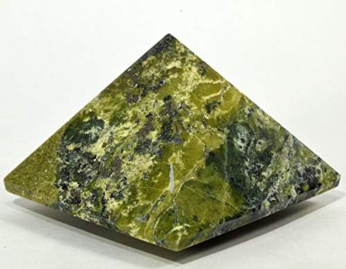 HC Set Green Serpentine Pyramid with Pyrite Clear Quartz Cabochon